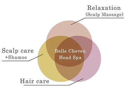 Belle Cheveu Head, you can experience scalp care, hair care, and relaxation all in one Head Spa treatment.